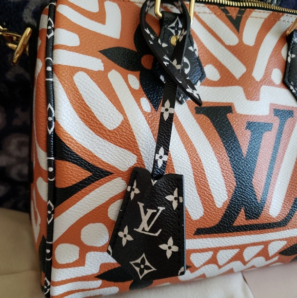 LOUIS VUITTON Crafty Speedy 25 Bandoulière Caramel Black Giant Monogram Bag New - Picture 7 of 17